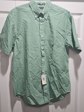 Nautica Green Gingham Short Sleeve Button-Down Shirt